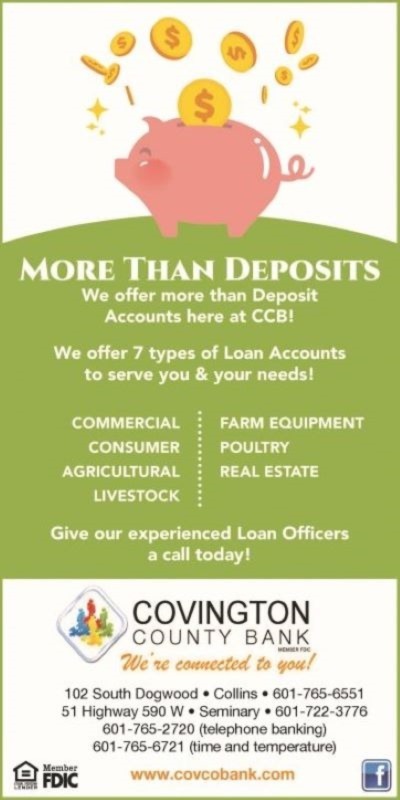 We offer more than Deposit Accounts here at CCB! Call a Loan Officer Today!
